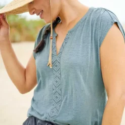 Orvis Fresh Air Embroidered Dolman Top|Women Shirts