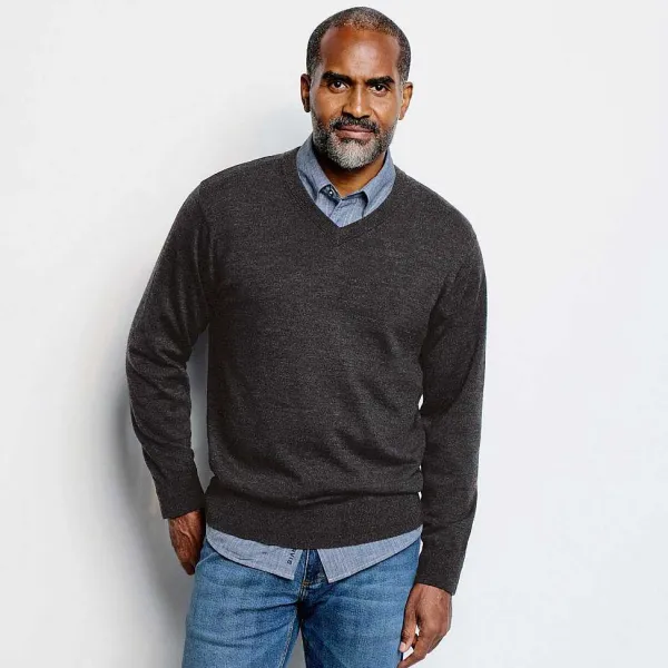 Orvis Merino V-Neck Long-Sleeved Sweater|Men Sweaters