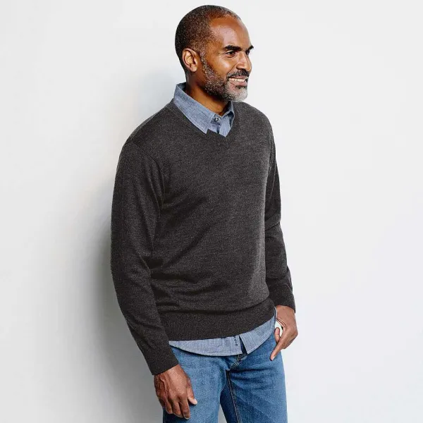 Orvis Merino V-Neck Long-Sleeved Sweater|Men Sweaters