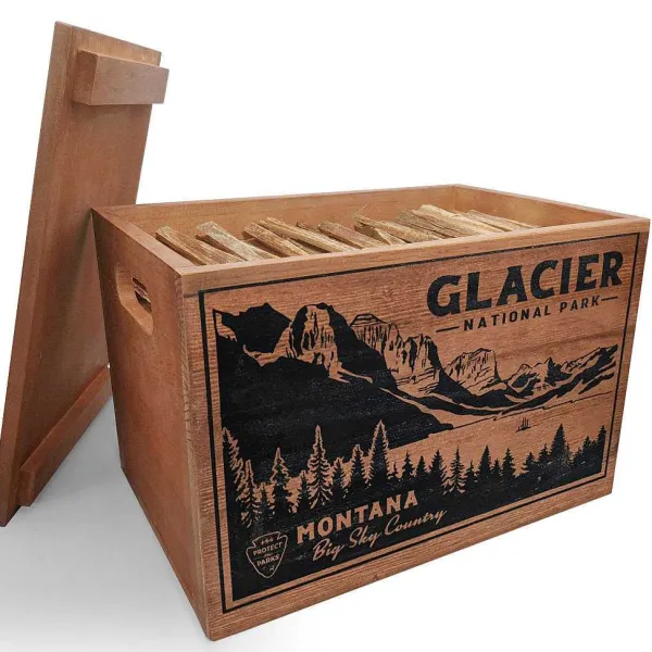 Orvis National Parks Fatwood Wooden Crate| Fireplace & Hearth