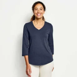 Orvis Perfect Relaxed V-Neck Three-Quarter Sleeve Tee|Women Shirts