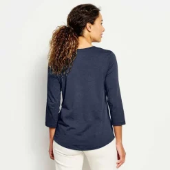 Orvis Perfect Relaxed V-Neck Three-Quarter Sleeve Tee|Women Shirts