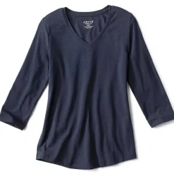 Orvis Perfect Relaxed V-Neck Three-Quarter Sleeve Tee|Women Shirts