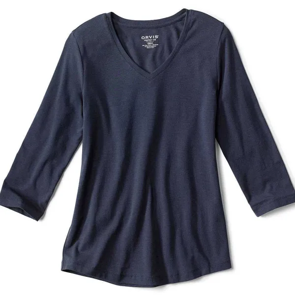Orvis Perfect Relaxed V-Neck Three-Quarter Sleeve Tee|Women Shirts