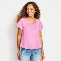 Orvis Performance Linen Square-Neck Short-Sleeved Top|Women Shirts