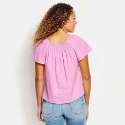 Orvis Performance Linen Square-Neck Short-Sleeved Top|Women Shirts