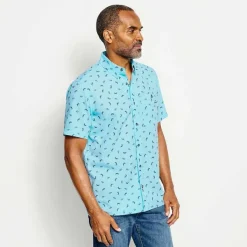 Orvis Printed Tech Chambray Short-Sleeved Shirt|Men Shirts