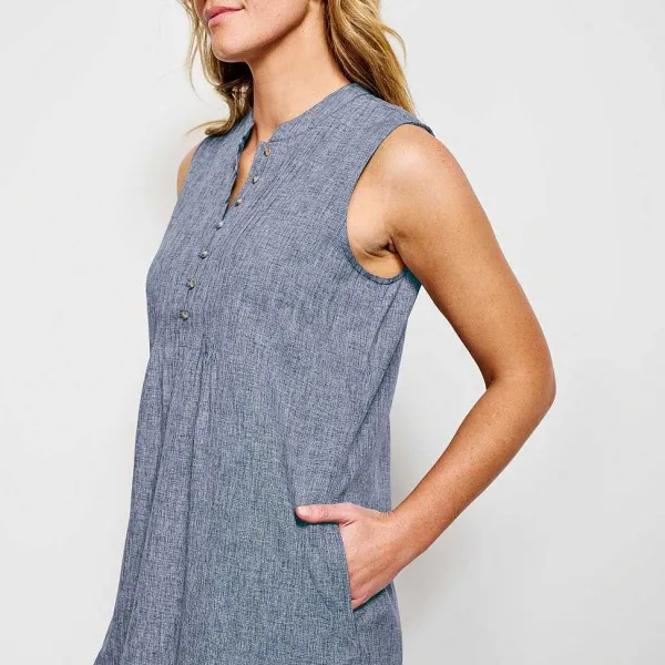 Orvis Tech Chambray Pintuck Tank Dress|Women Skirts & Dresses