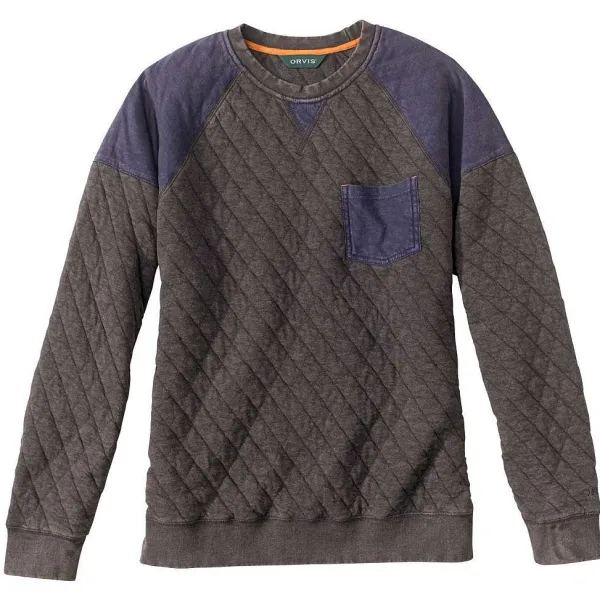 Orvis Washed Quilted Colorblock Crewneck Sweatshirt|Men Sweatshirts