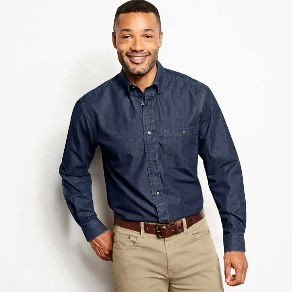 Orvis Wrinkle-Free Pure Cotton Denim Shirt|Men Shirts