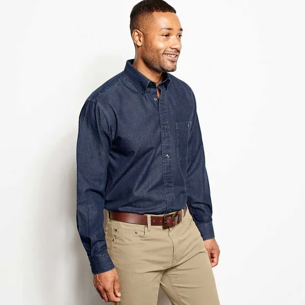 Orvis Wrinkle-Free Pure Cotton Denim Shirt|Men Shirts